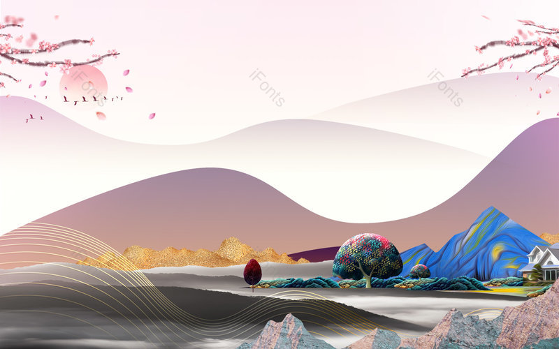 简约中国古风意境山水装饰背景设计,插画/手绘图,插画/手绘图库,插画/手绘图下载,插画/手绘